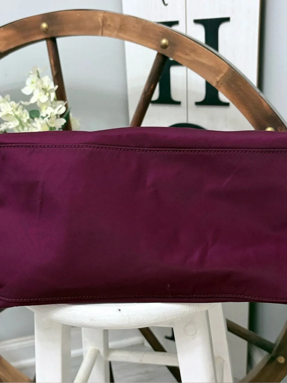 Tory Burch Plum Tote with Pink Trim